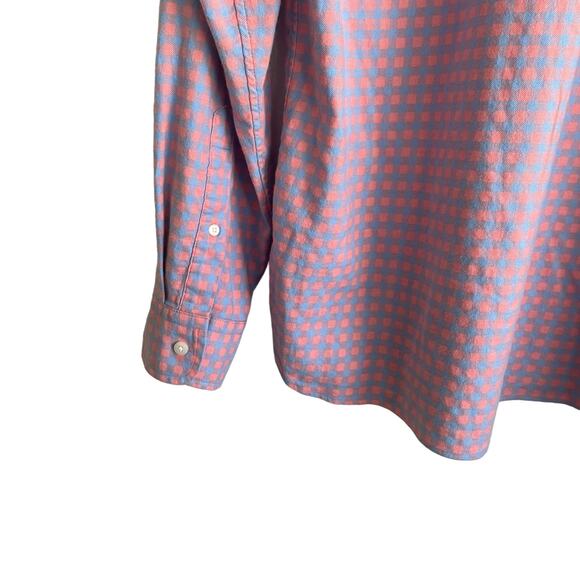 Vineyard Vines Mens Shirt‎ M Peach Blue Gingham Button Down Classic Fit Tucker - Picture 6 of 11